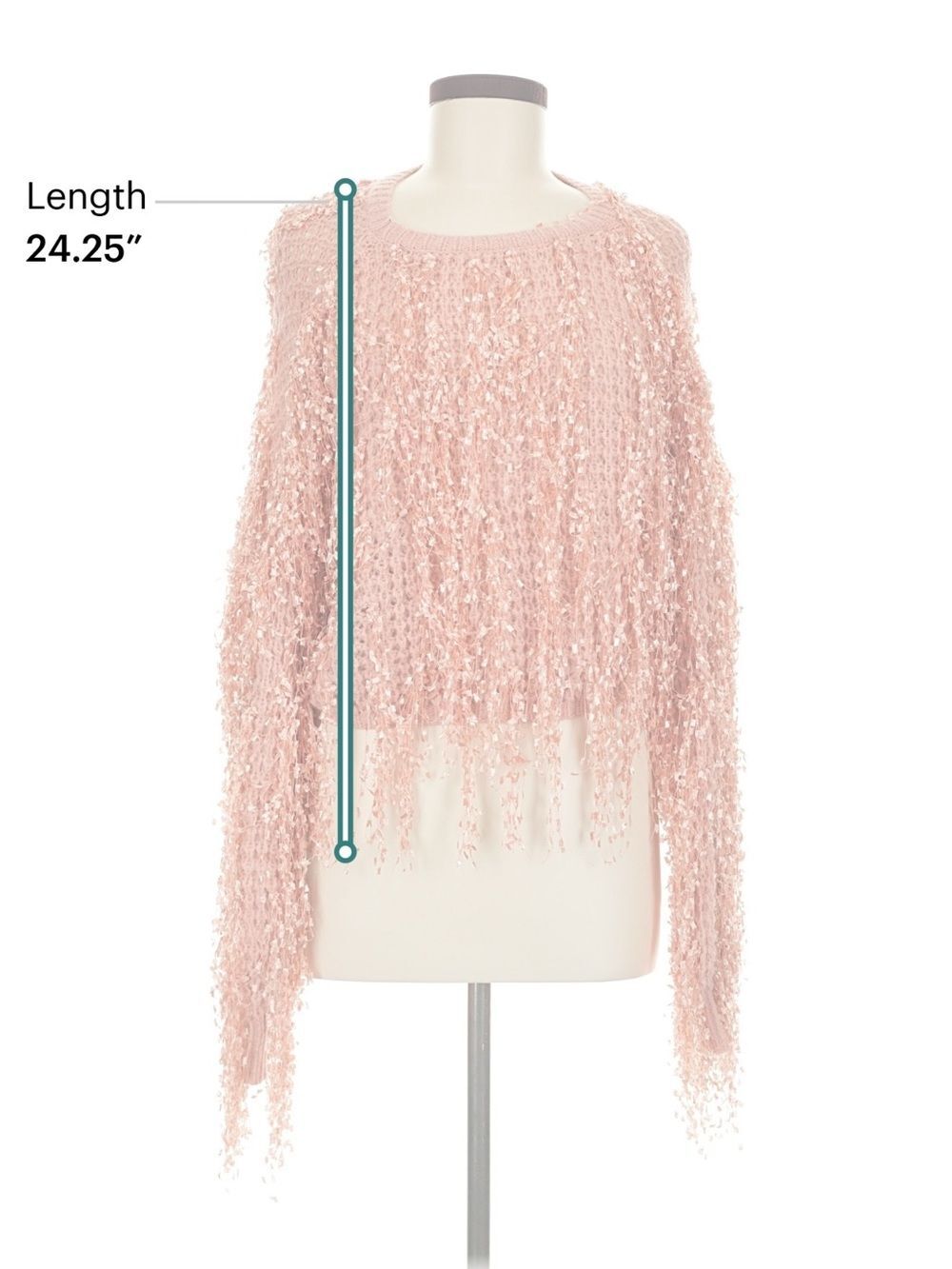 Cider Coral Peach Rose Fringe Long Sleeve Crop Sweater Medium NWT - Picture 6 of 9